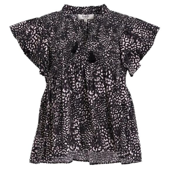 SEA New York Calla Cheetah Flutter Sleeve Top Size 4 - Picture 1 of 8